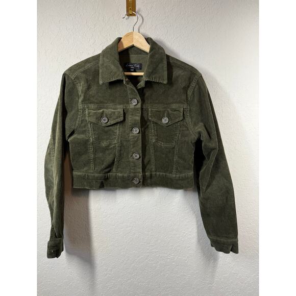 Love Tree Women's Cropped Olive Corduroy Jacket Size Small - Picture 2 of 8
